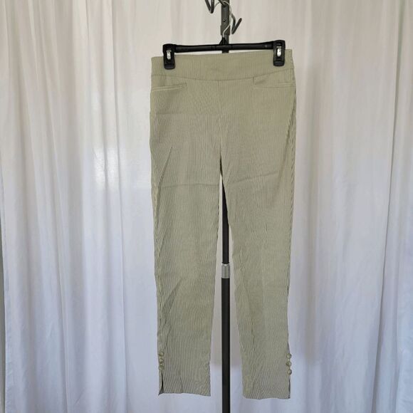 Chico's women's green striped pullon stretch pants size 2R - Picture 7 of 8